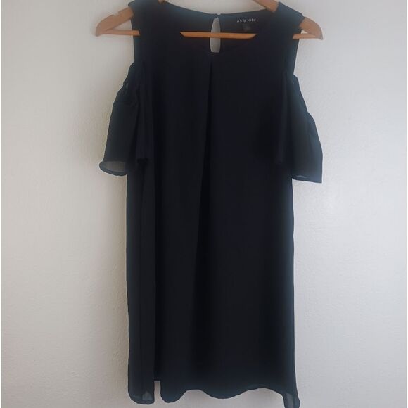 As U Whish cold shoulder black dress size S - Picture 1 of 5